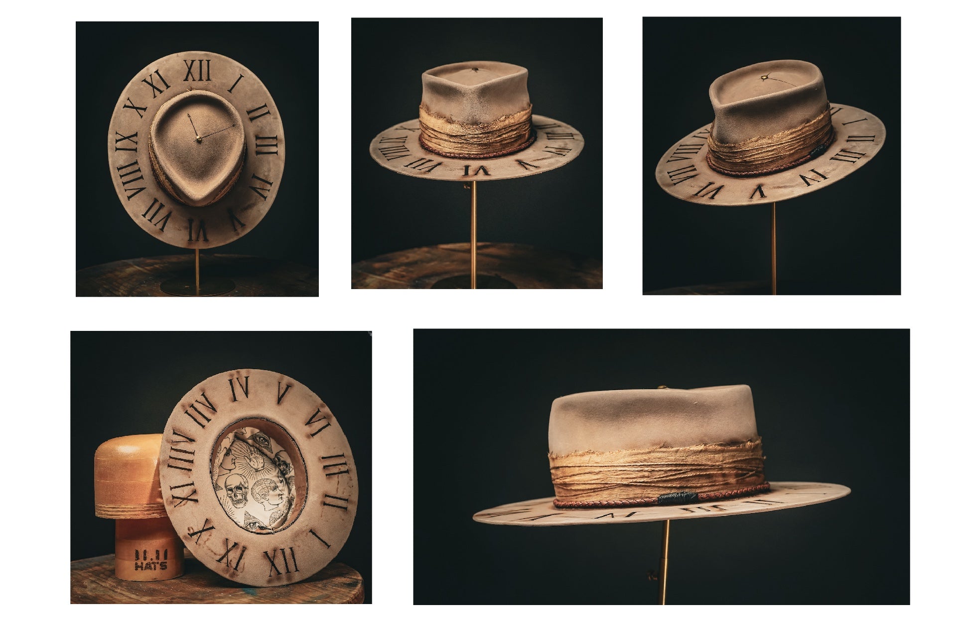 Clock hat custom handmade hat collage photos 