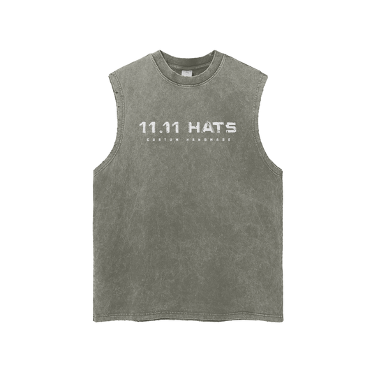 Streetwear Unisex Snow Washed Frayed Hem Tank Top